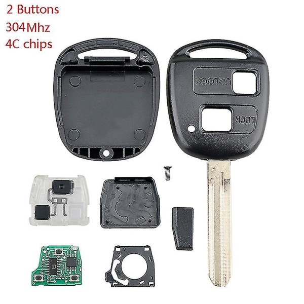 Car Smart Remote Key 2 knapper 4C Chip Bilnøkkel Fit for Corolla 2001-2007 304MHZ
