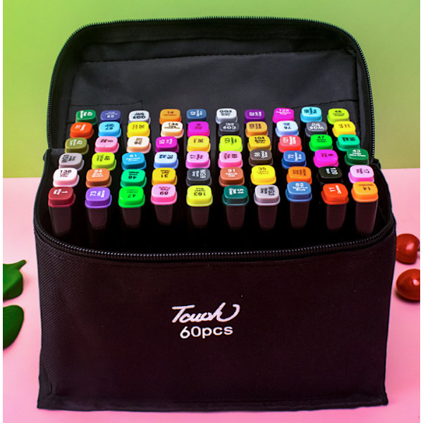 Multipack - Markers med etui - Dubbelsidiga - Flerfärgade pennor 80pcs