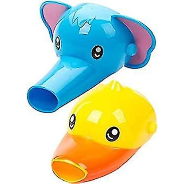 (elephant + Ducks) Faucet Extension Set For Kids Baby Children - Set Of 2 Animal Faucet Extension Set, Hand Washing Sink Funny Faucet