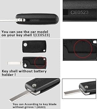 Vikt nøkkelveske med 3 knapper til Citroën C1 C2 C3 C4 C5 C6 C8 1 Set