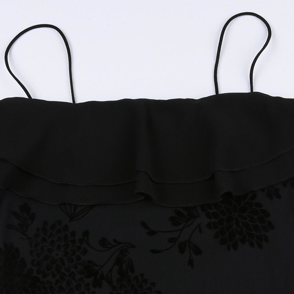 Sommarklänning för kvinnor, lång klänning, knälång, kortärmad, elegant spetsklänning L