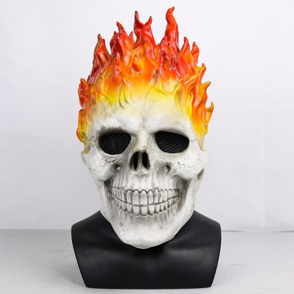 Halloween Ghost Rider Rød og Blå Flamme Skallemaske Horror Spøgelse Fuld Ansigt Latex Cosplay Kostume Rekvisitter