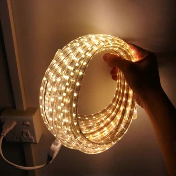LED-stripe, vanntett LED-stripe, lysende LED-stripe 220v, 5050 IP65 vanntett LED-stripe, varmhvit (6m)CJY