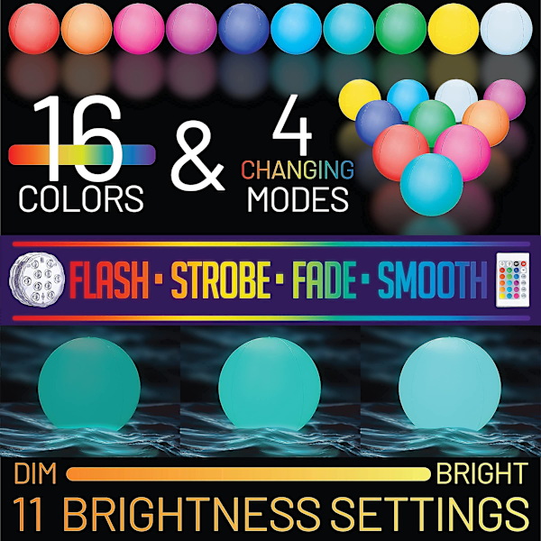Badeleker 40cm LED Lysende Strandball Med 16 Farger Lys For Festspill Utendørs Dekor