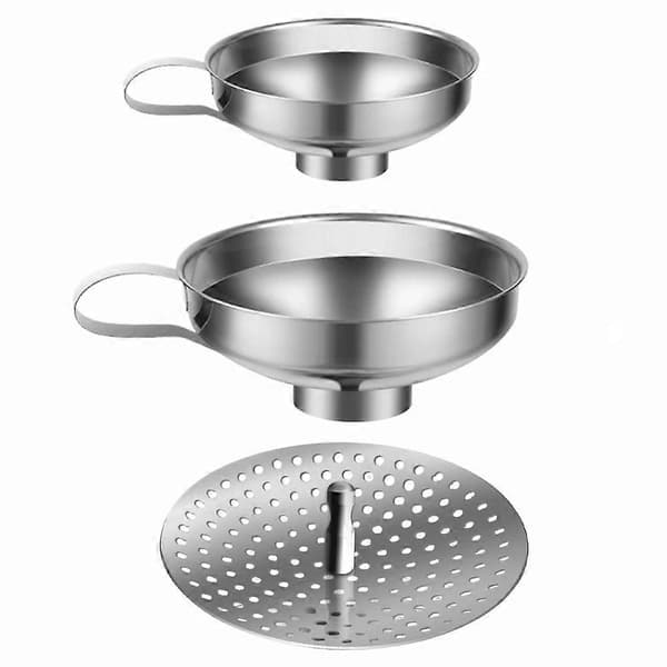 Tragt i rustfrit stål med si til brede og almindelige sylteglas 1set