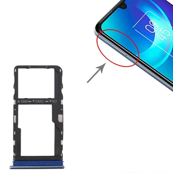 For TCL 30 / 30+ / 30 5G KOMPATIBEL SIM-kortskuff + Micro SD-kortskuff Blue