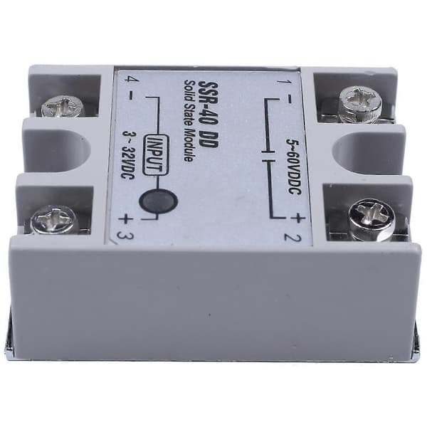 Enkeltfaset Solid State Relæ Dc-dc Ssr-40dd 40a Dc3-32v Dc5-60v Hvid+sølv-L WhiteSilver