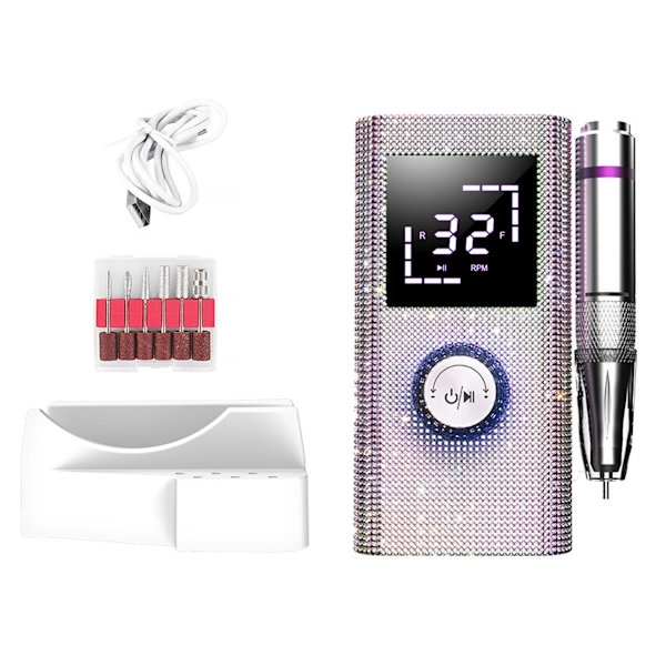 Professional Nail File Machine with Memory Function & Adjustable Speed (0-45000 RPM) White White 651