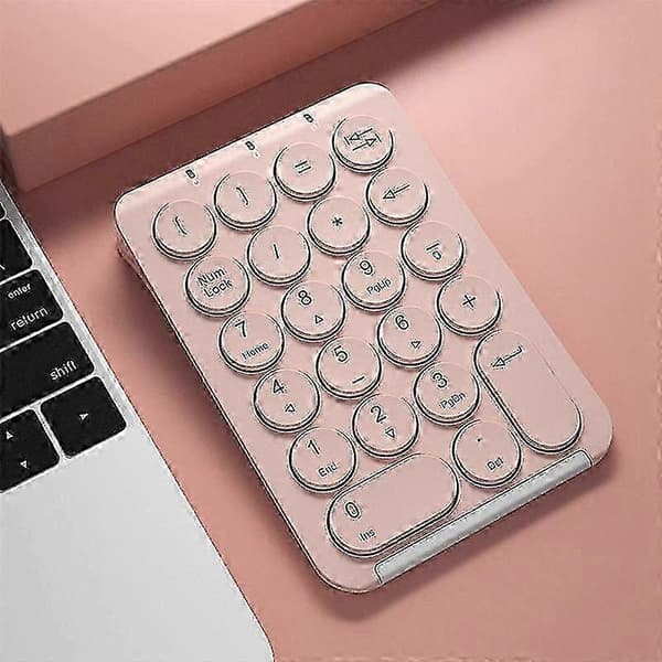 Langaton Bluetooth-numeronäppäimistö 22 näppäintä, ladattava numeronäppäimistö, pyöreät näppäinhatut, vaaleanpunainen