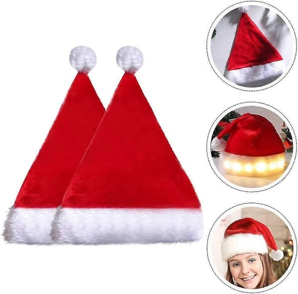 2 Stykker Julemandshat LED Julehat Lysende Feriehat Til Voksne Klassisk Julehat Nytårs Festlig IndretningCJY