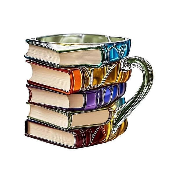 Målad Bokmugg, 2025 Nyhet 3D Målade Böcker Kaffemugg, Samlingspresenter för Litteraturälskare 0619
