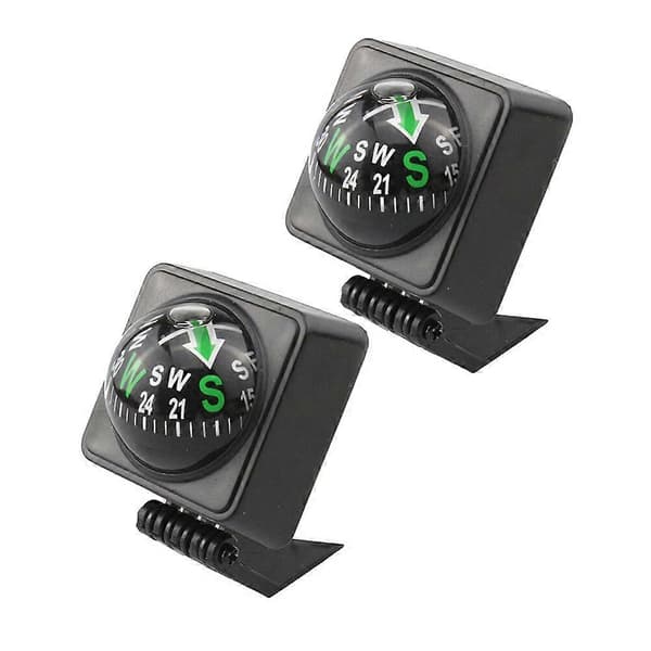 2 stk. bil dashboard kompas bilmontering kompas sort kompas til køretøj båd Black 5.9X3CM