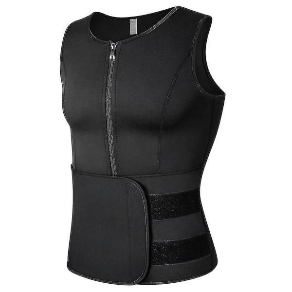 Mannen Shapewear Taille Trainer Zweet Vest Sauna Suit Workout Shirt Afslanken Body Shaper For vægttab black B XXL