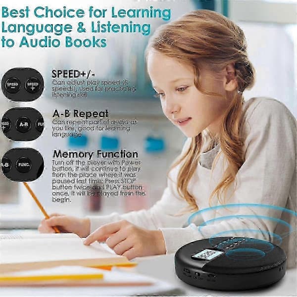 Rechargeable CD Player with Bluetooth Connectivity and ASP LCD ScreenCJY Black