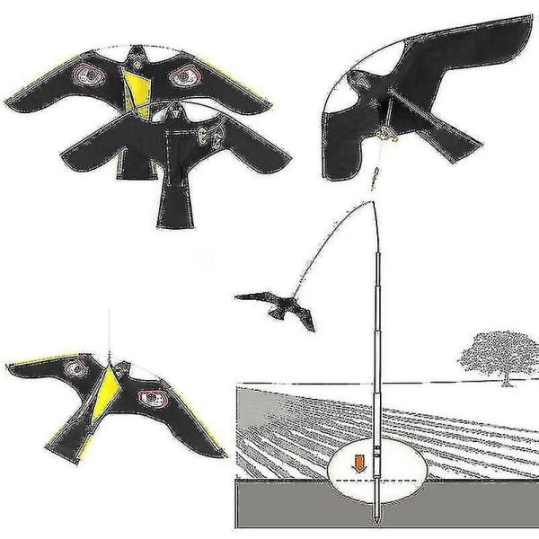 Fugleskræmmer frastødende Flying Hawk Kite-kompatibel Haveskræmsel Yard Home Decoration -farm Prote