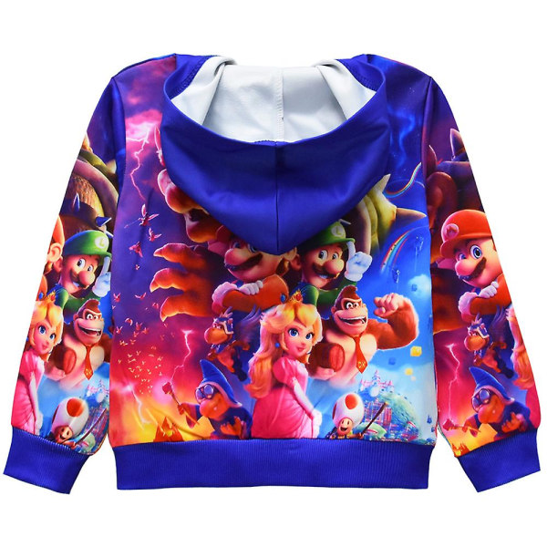 Super Mario 3D Digital Print Børne Hoodie med Lynlås - Casual Langærmet Hættetrøje - Yderbeklædning - Julegave - Fødselsdagsgave til Børn 5-6 Years