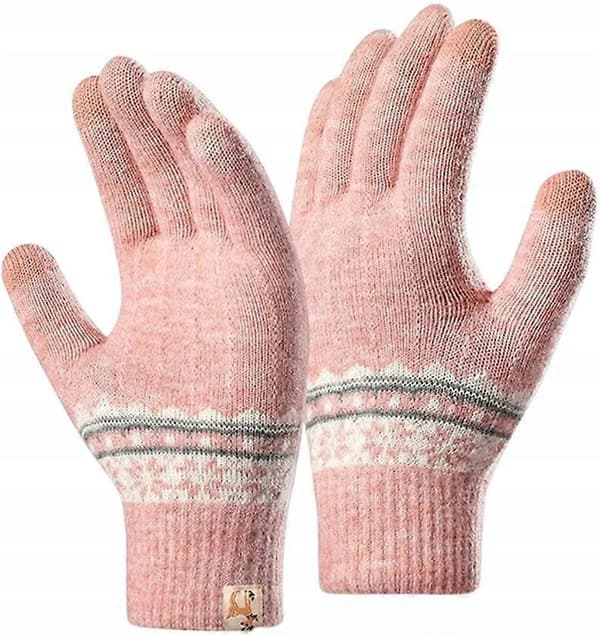 Touchhandsker Nordisk Mønster Vinter Varme Isolerede Handsker til Kvinder pink universal