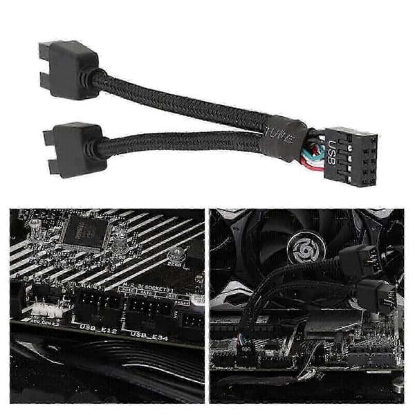 Hovedkort USB 2.0 9-pinners header 1 til 2 forlengelseshub splitteradapterkonverterer Js