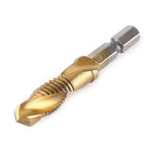 6pcs Hex Shank Drill Bit Set 1/4inch Hss Hexagonal Tap Self-tapping For M3-M10 Metric Thread, Titanium Plated Hss Hex ShankCJY