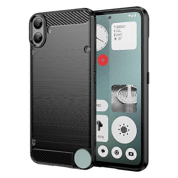 For Nothing CMF Phone 1 Kolfiber Borstad Textur TPU Mobilskal Black