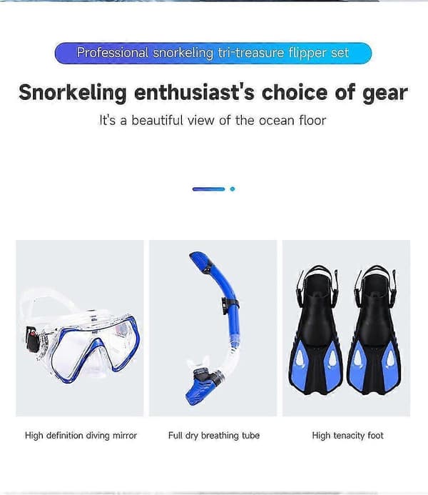 Vuxen simkit inklusive simglasögon, snorkel och fenor