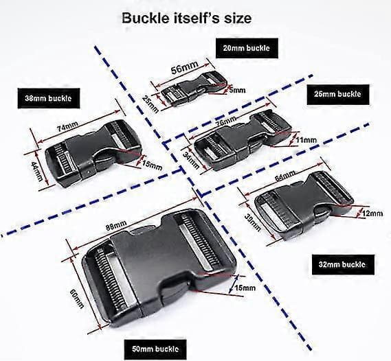 Side Release Buckles, Heavy Duty Plastic Buckles, Backpack Strap Replacement Buckle, Black, 1 Piece CJY