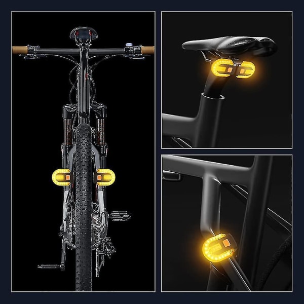 Cykelblinkers med trådlös fjärrkontroll, två lampor delad bak med indikator, USB laddningsbar
