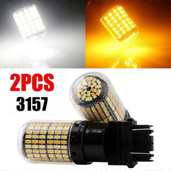 2 stk 3757 3157 4157NA LED-pære Switchback Hvit Gul Parkeringsblinklys