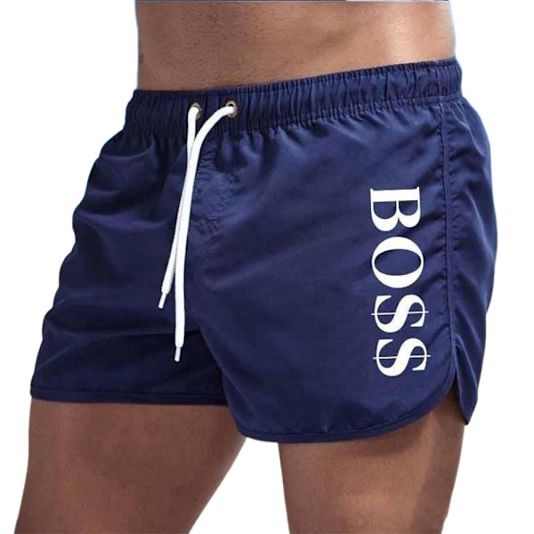 Herr Boss Sport Fitness Simning Badshorts Badkläder Strand Badbyxor Casual Marinblå Navy Blue L