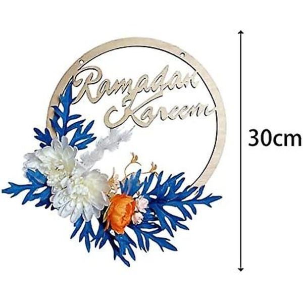 Trä Ramadan Mubarak kransar ytterdörr konstgjorda blommor Handgjord vårkrans för hem Eid Mubarak Festival fönsterprydnad