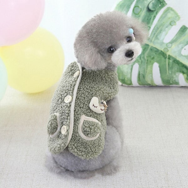 Fleece Hundkläder Valp Husdjur Kläder För Hundar Jacka Vinter Varma Hundjacka Chihuahua Yorkshire Kläder För Hundar Väst Ropa Perro Grön Grön Green L