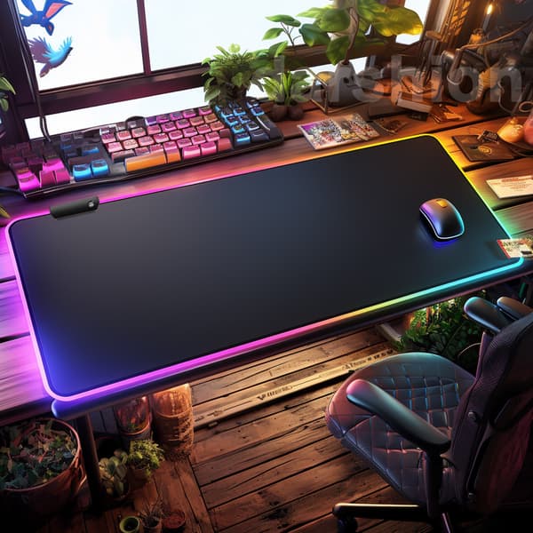 Pelihiirimatto LED-valolla - musta 80x30 cm