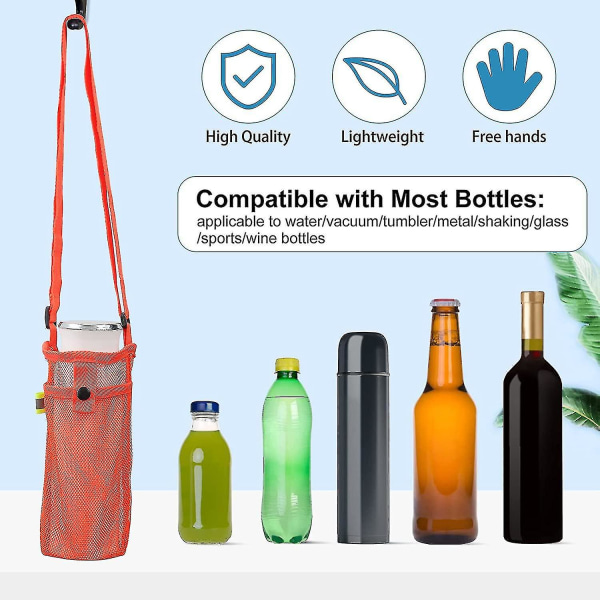 2 stk vandflaskeholder vandflaskeholder med justerbar skulderrem til sport Vandreture Camping Orange x Pink