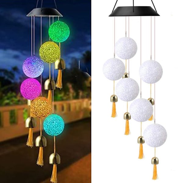 Aurinkokennovalot LED-tuulikello, väriä vaihtava, aurinkokennovalot puutarhavalaisin