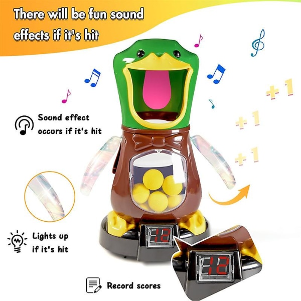 Hungry Duck Shooting Game, Walking & Countable Hungry Ducks Shooting Toy with 12 Balls