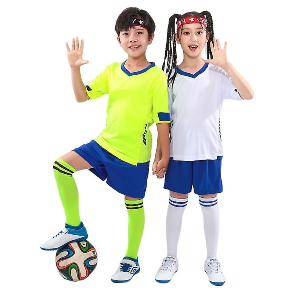Fotbollströja för barn Fotbollströja Fotboll Träningsdräkter Sportkläder White 22(130-135cm)
