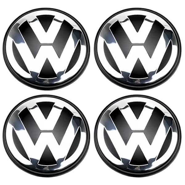 4-pakning Volkswagen Navkapsler - Hjulkapselemblem 56mm Sølv Sølv