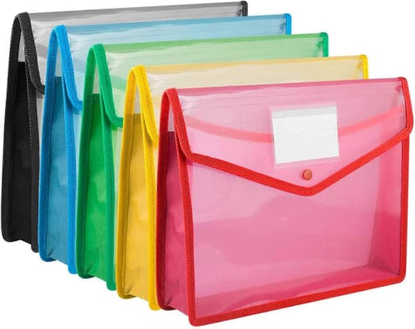 A4 Plastlommer - 5 Stk Plastmapper A4 Popper Wallet Dokumentmappe Lommer Konvolutter med S