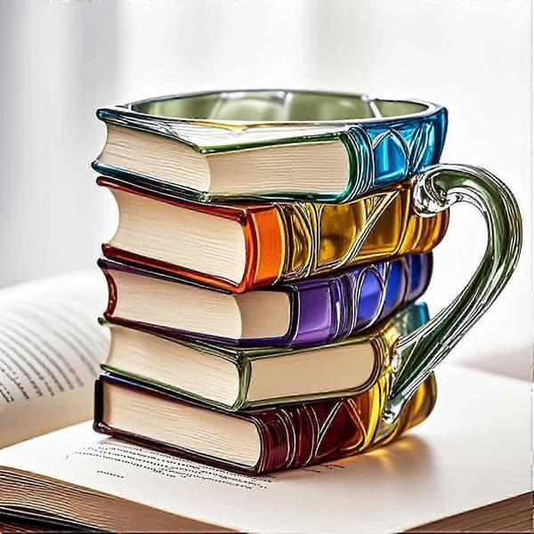 Målad Bokmugg, 2025 Nyhet 3D Målade Böcker Kaffemugg, Samlingspresenter för Litteraturälskare 0619