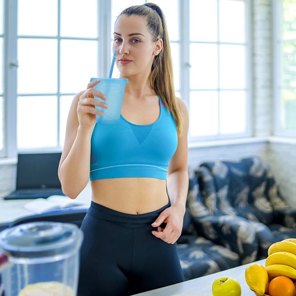 Återanvändbara Plastmuggar 5 st Dryckesglas Färgade Akrylmuggar Tumblers med Lock och Sugrör Plast Bulk Isade Plast Kalla Vattenmuggar Isade 500ml B