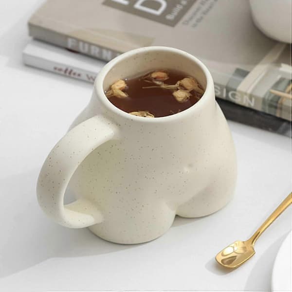 Hauska takapuolikahvimuki, 3D-takapuolikeraamiset kahvimukit Beige