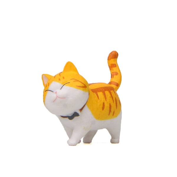 Cat Bell Doll,handgjord rund och ärlig Cat Healing Värmesystem,roterande tecknad kattdocka Leksak Desktopcake Dekor Barnpresent Yellow 5pcs