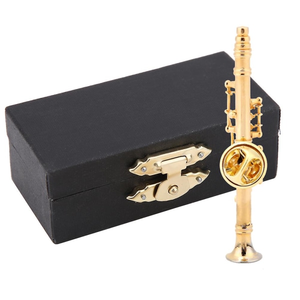 Guldplätering Klarinettbrosch Musikinstrument Broschnål med presentförpackning