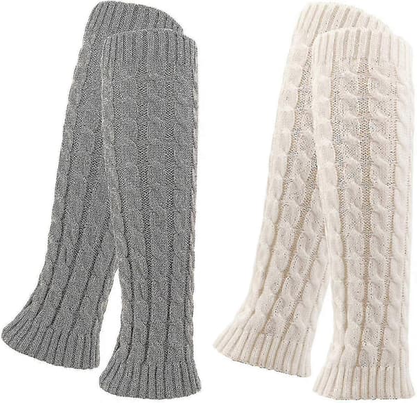 2 par leggings for kvinner, benvarmere (2 stk, hvit, grå) CJY