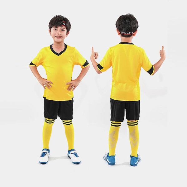 Børnefodboldtrøje til mænd Fodbold Fodboldtræningsdragter Sportstøj Yellow 20(120-130cm)