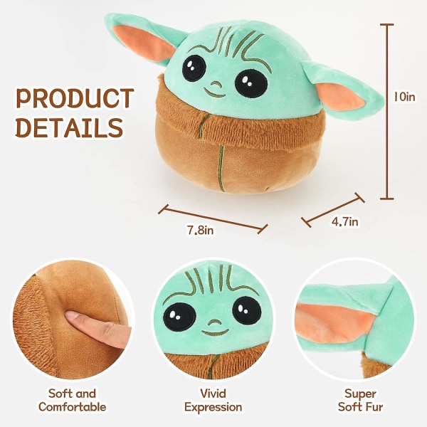 10 Tommer Baby Yoda Plussj Baby Yoda Dukke Stoppet Dyr Pute, Baby Yoda Plushie Barnet Mandalorian Myk Plussj For Barn Gaver