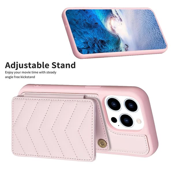 Yhteensopiva iPhone 12 Pro Max Wave Pattern -korttipussin pidikkeen puhelinkotelo CJY Pink iPhone 12 Pro Max
