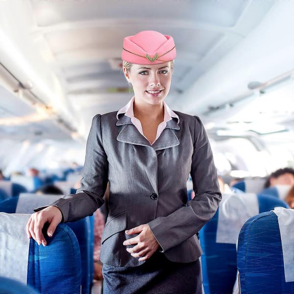 Band Kostume Hat Flyværtinde Hat Stewardesse Hat Uniform Cosplay Hat til Dekoration Pink 20.00X18.00X8.00CM