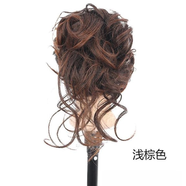 Hårstycke med klämma, bulle-hårstycke, lockigt hår Scrunchie med hår, Chignon voluminöst hårstycke, rörig bullförlängning