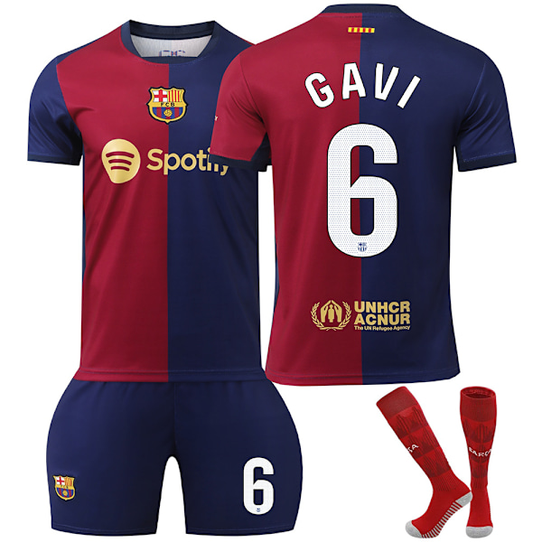 2425 Barcelona Hjemmedrakt Nr. 6 GAVI Nr. 8 Pedri Nr. 9 Lewandowski Nr. 10 Messi Nr. 19 Ramin Yamal og andre fotballdraktsett Nr. 6 GAVI/Hvit No.6 GAVI/White 16